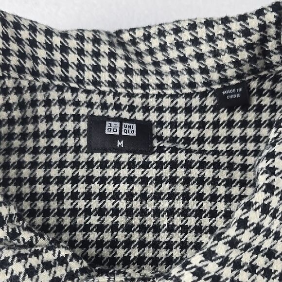 UNIQLO Men's Oversized Houndstooth Open Collar Flannel‎ Shirt Size Medium - Picture 3 of 10